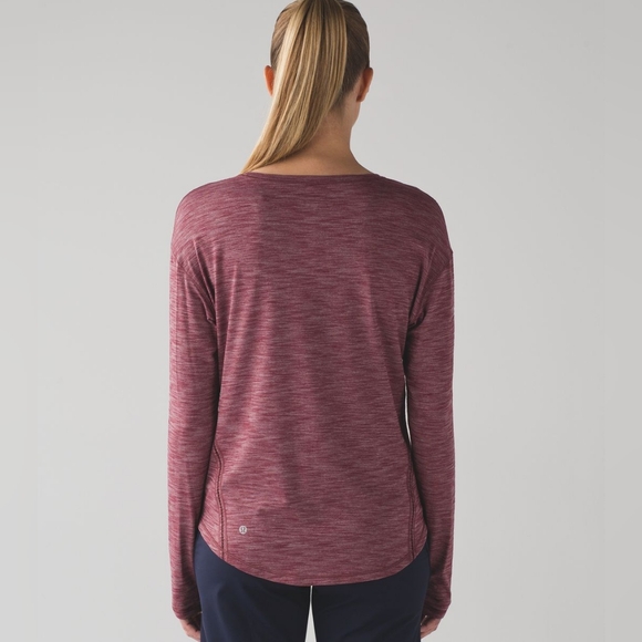 GUC Lululemon Athletica Lost in Pace Long Sleeve Heathered Deep Rouge Size 12 - Picture 5 of 14